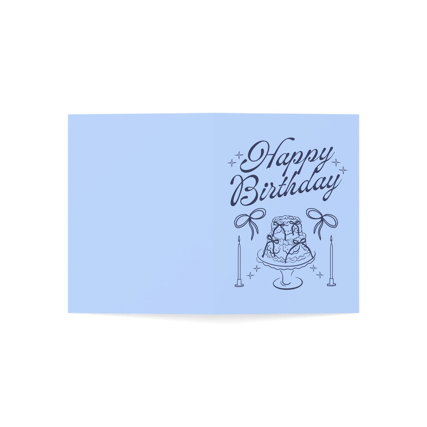 Blue Happy Birthday Illustration Greeting Card (Pack of 10)