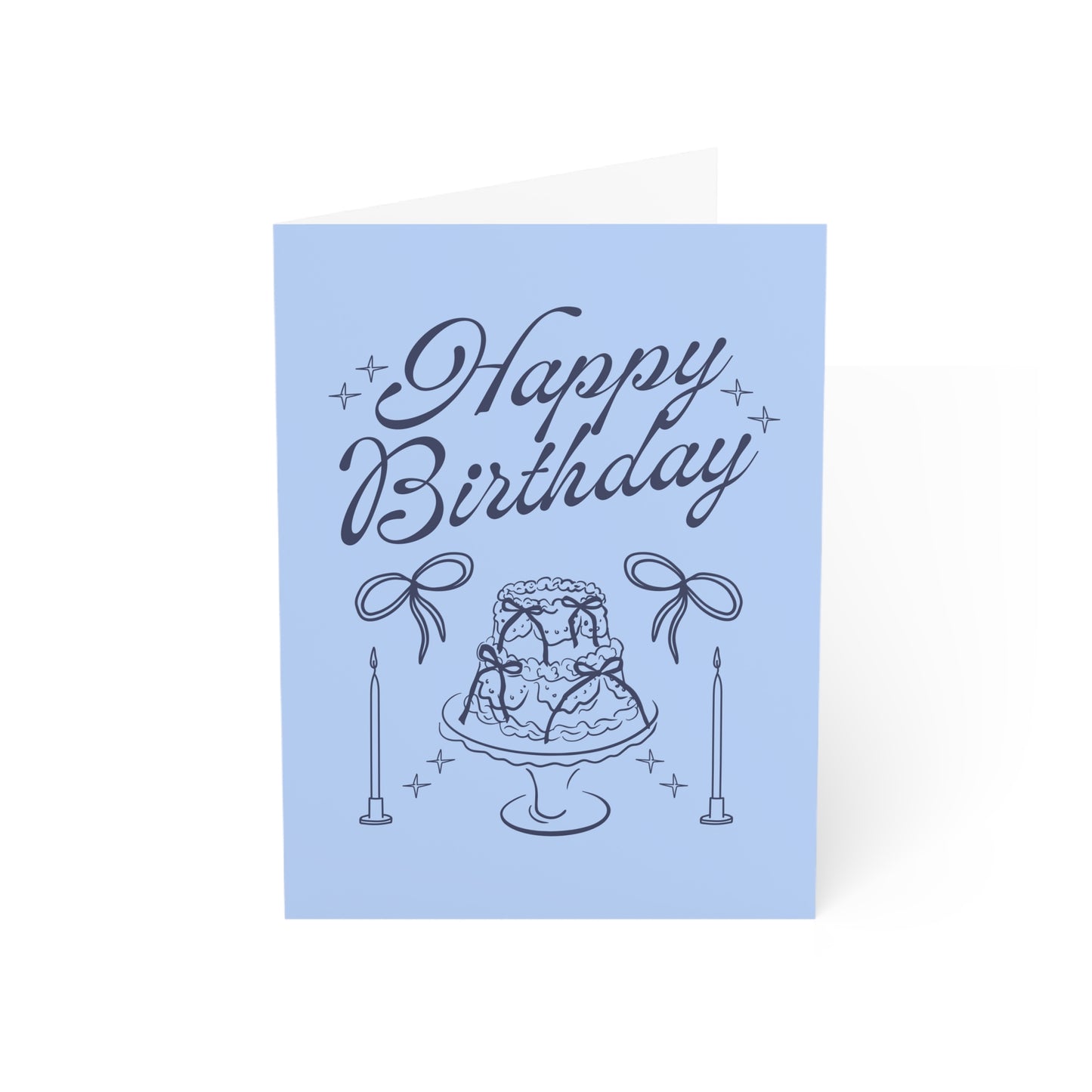 Blue Happy Birthday Illustration Greeting Card (Pack of 10)