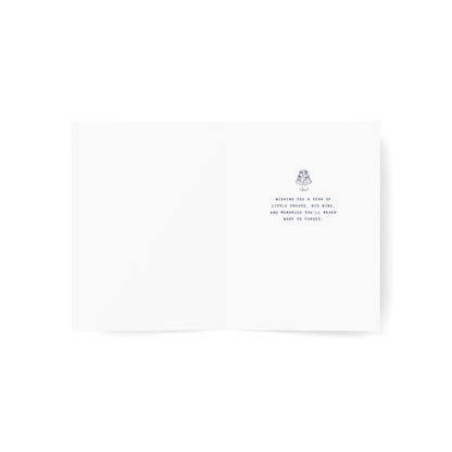 Blue Happy Birthday Illustration Greeting Card (Pack of 10)