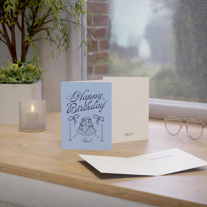 Happy Birthday Blue Illustration Greeting Card