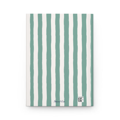 green striped aesthetic journal with blue starburst and “ciao” text