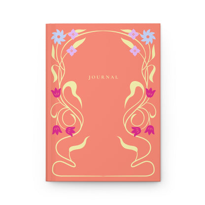 coral aesthetic journal with pastel floral symmetrical design