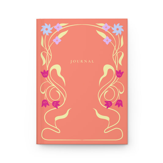 coral aesthetic journal with pastel floral symmetrical design