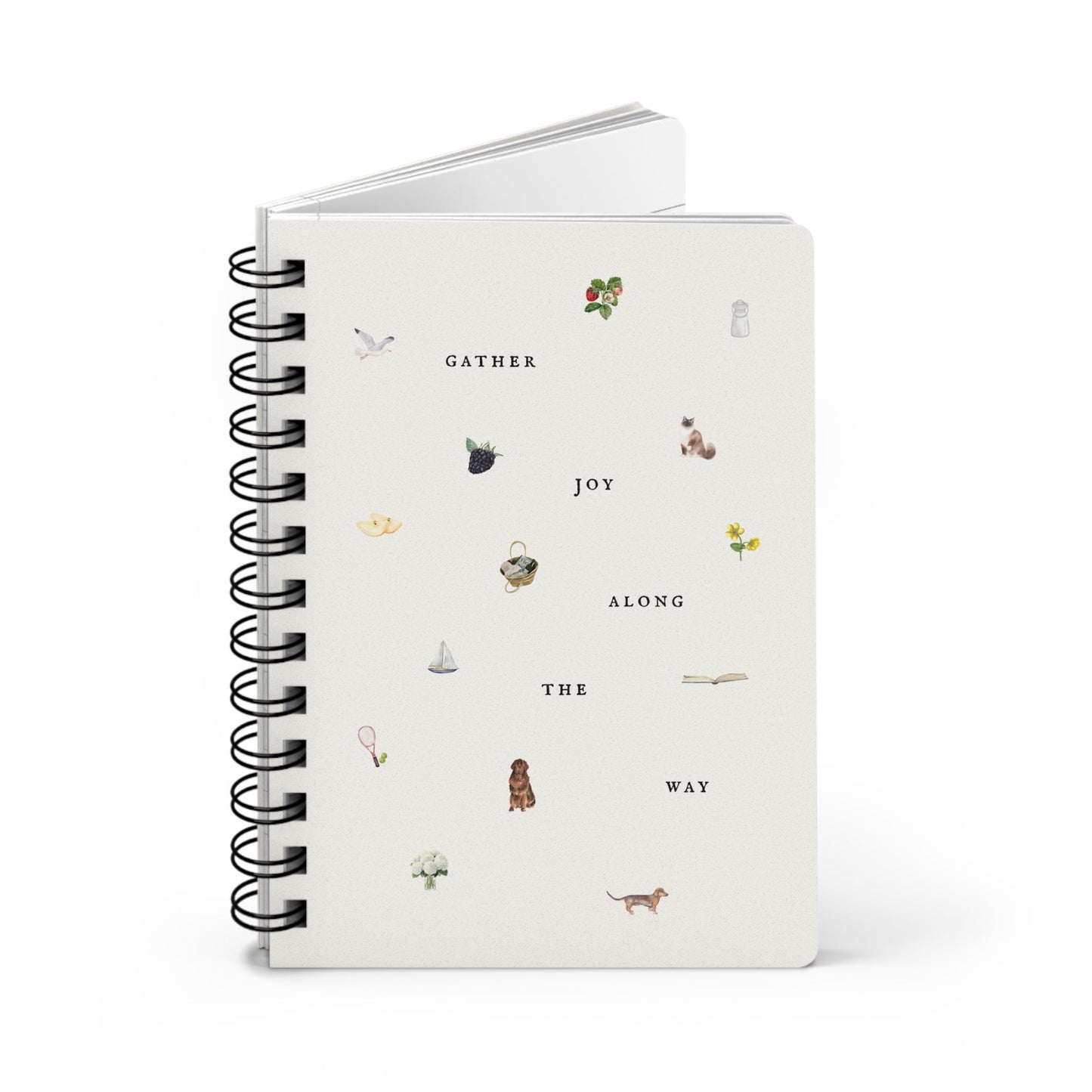 Gather Joy Along The Way Spiral Journal - Inkwell Cats