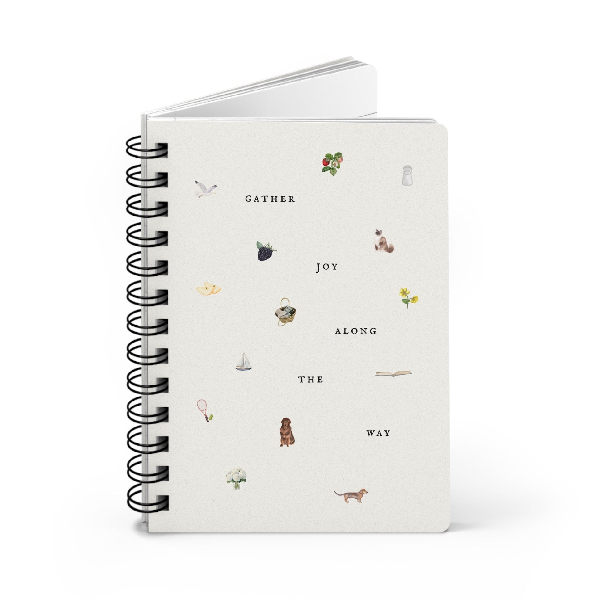 Gather Joy Along The Way Spiral Journal - Inkwell Cats