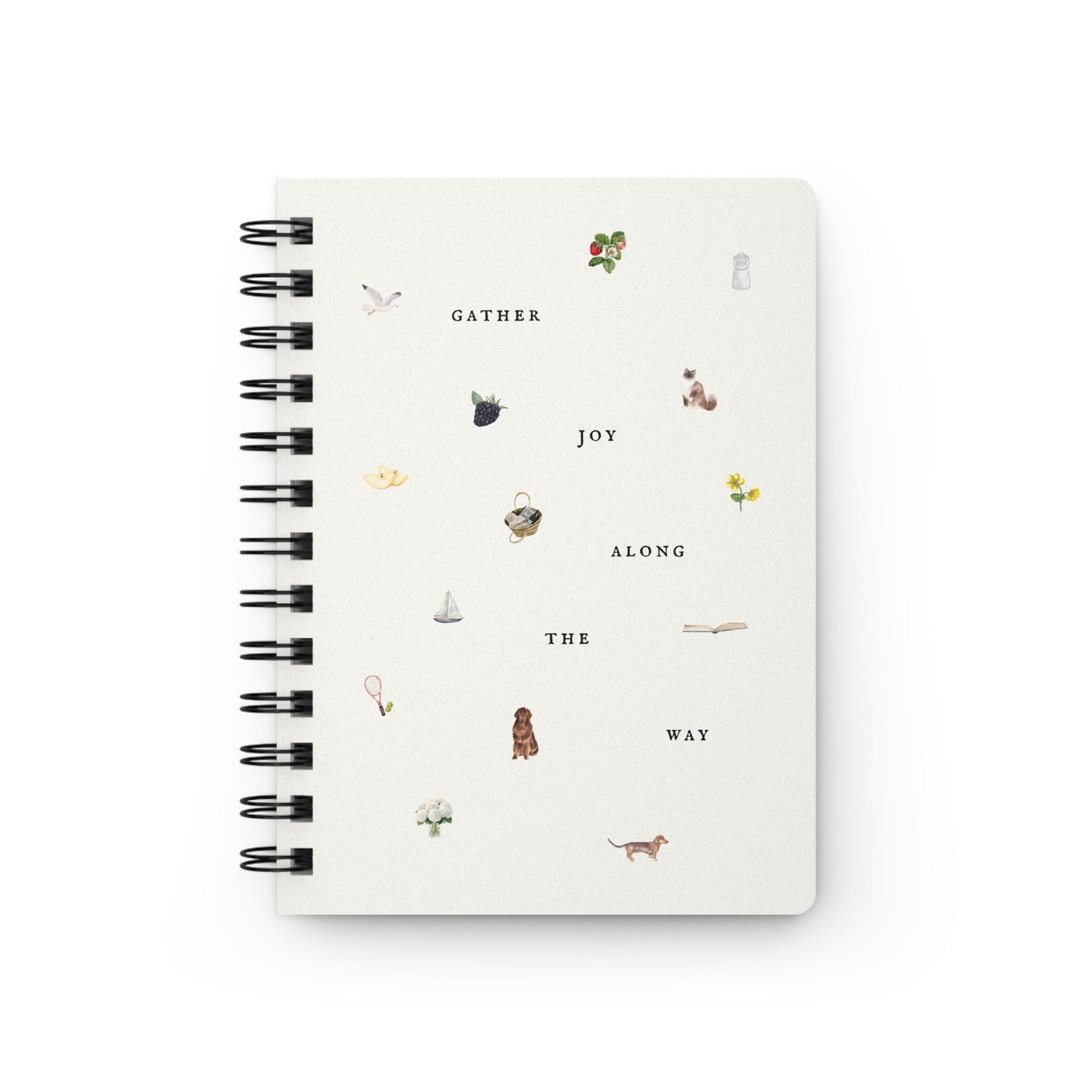 Gather Joy Along The Way Spiral Journal - Inkwell Cats