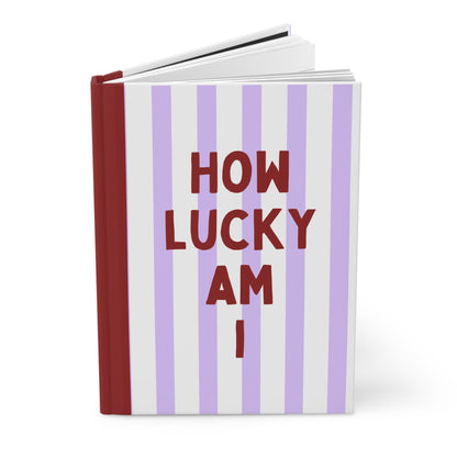 purple striped aesthetic journal how lucky am i cute notebook for journaling
