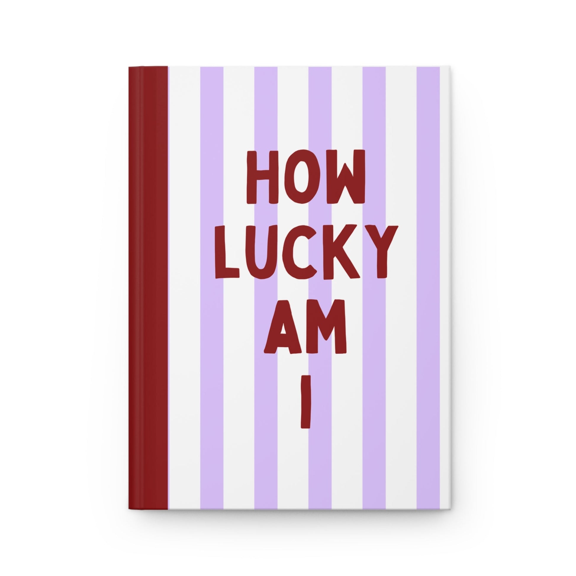 purple striped aesthetic journal how lucky am i cute notebook for journaling