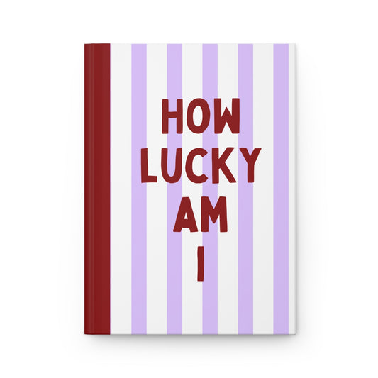 purple striped aesthetic journal how lucky am i cute notebook for journaling
