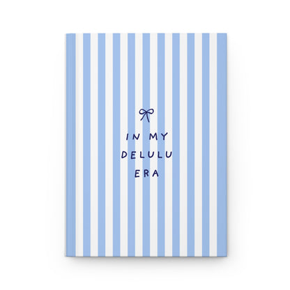 blue striped aesthetic journal in my delulu era cute notebook for manifestation