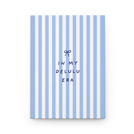 blue striped aesthetic journal in my delulu era cute notebook for manifestation